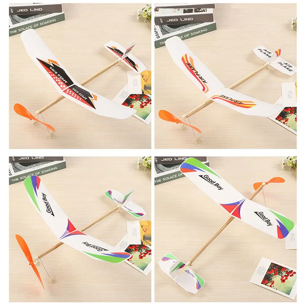 

Experiment Hand Throw Children Kids Gift Airplane Model Foam Plane Flying Glider Rubber Bands Power Aircraft Toy