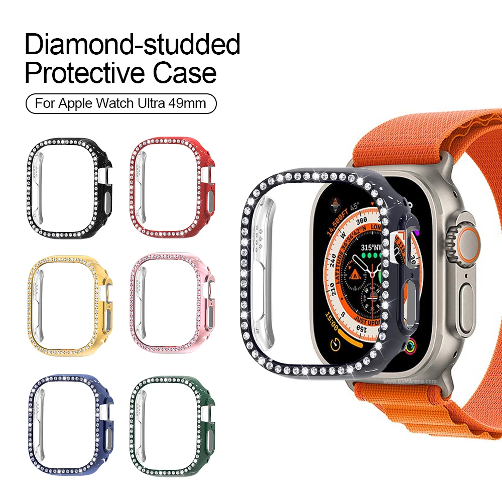 

Чехол для смарт-часов Apple Watch, Ультра защитный чехол из поликарбоната, полый корпус, бампер для iWatch Watch Ultra 49 мм, Алмазный Шипованный корпус