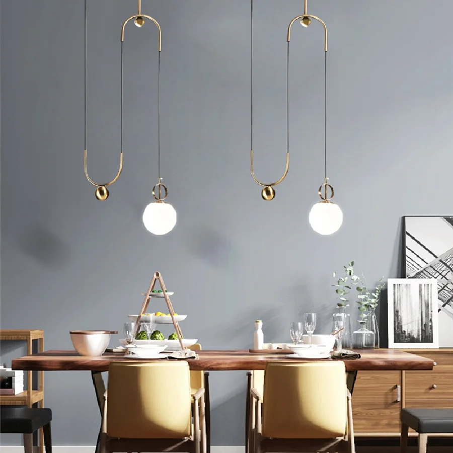 

LukLoy Modern Restaurant Stretchable Chandelier Living Room Spherical Glass Hanging Lamp Bedroom Led Lighting Fixtures