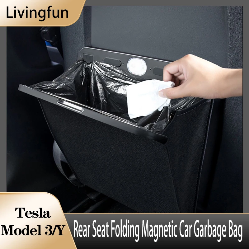 

Applicable to Tesla model Y 3 Rear Seat Folding Magnetic Car Garbage Storage Bag Tesla Accessories