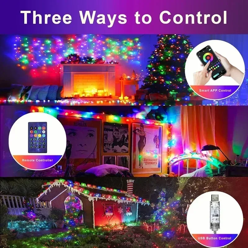 RBGIC Light String DIY гирлянды App Contronl Bluetooth Connect Lights для новогодних рождественских