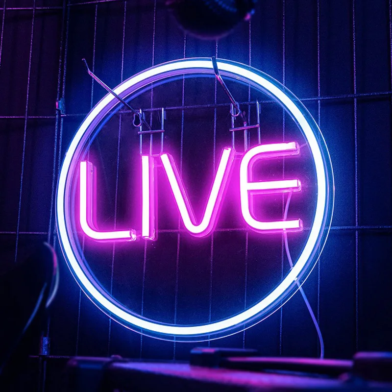 

Cool Live Custom Neon LED Sign Wall Décor Neon Lights Lamp Home Décor For Twitch Tiktok Youtube Streamers Gamers Influencers