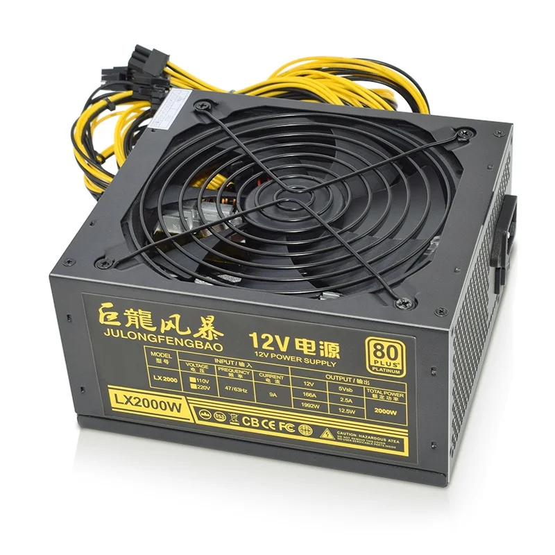 

Новый блок питания Atx 2000 Вт, блок питания для компьютера, игровой блок питания 12 В, настольные блоки питания для ПК 16,6*15,1*8,8 см