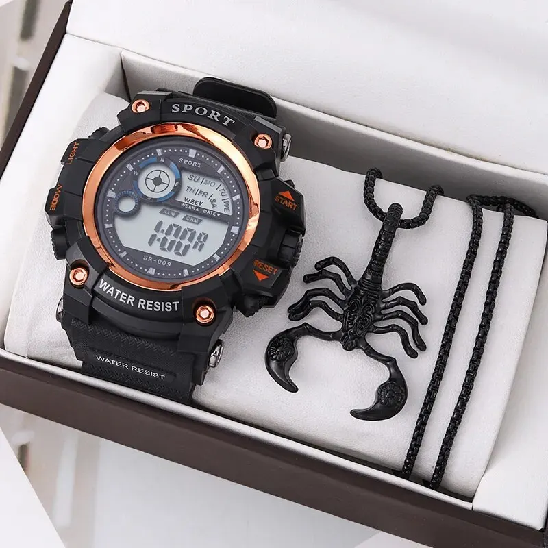 2 Шт. Модные Мужские Спортивные Часы Цифровой Дисплей С Календарем И Датой