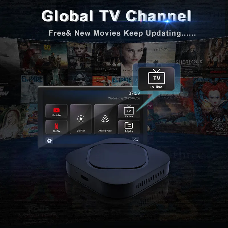 

Original car wireless CARPLAY Mini Ai Box Wireless Android Auto For Audi Bmw Mazda Toyota For Netflix YouTube GPS TVlive NeTalia