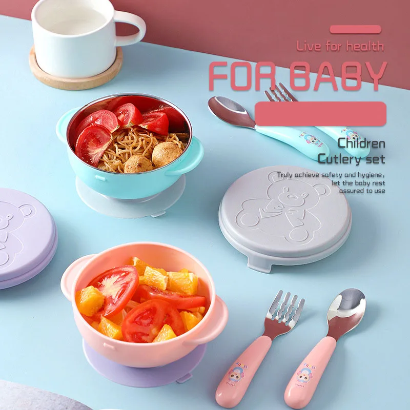 

304 миска из нержавеющей стали для детского питания, детская настольная тарелка с присоской, тренировочная чашка, посуда для еды