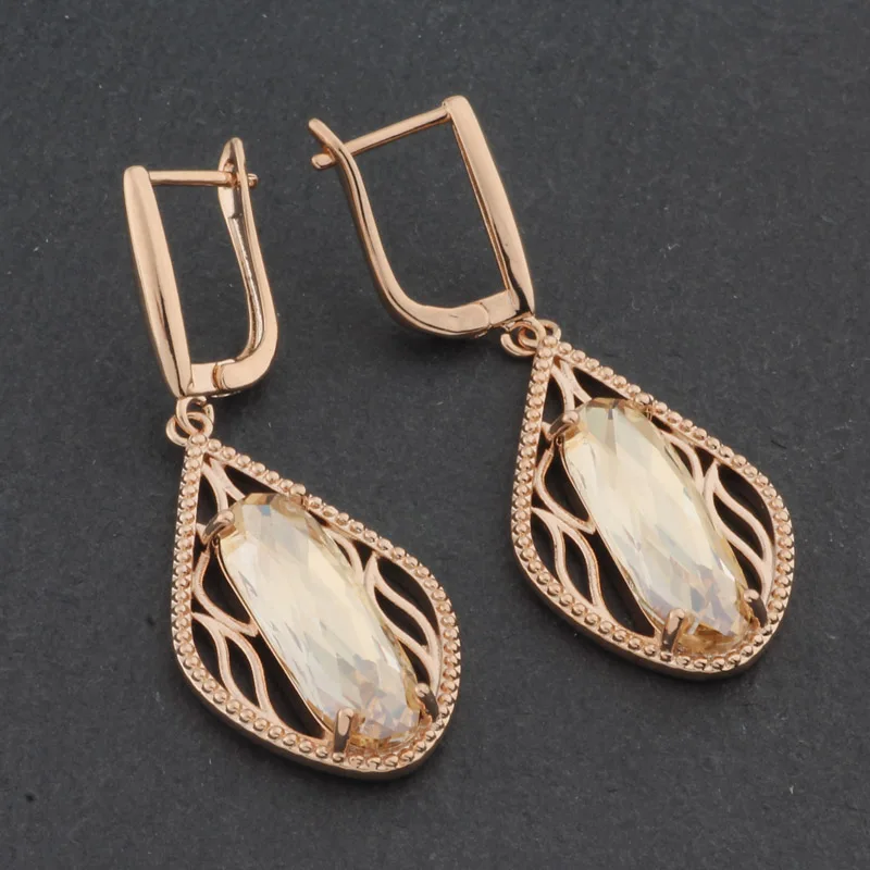 

2022 Trend New Earrings Luxury Engagement Wedding Romantic Vintage Jewelry Natural Cubic Zircon Long Earrings