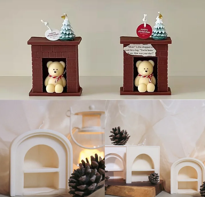 

Европейский ретро-камин, силиконовая форма, ароматическая свеча, силиконовая форма, Набор для изготовления свечей, Рождественская форма, до...