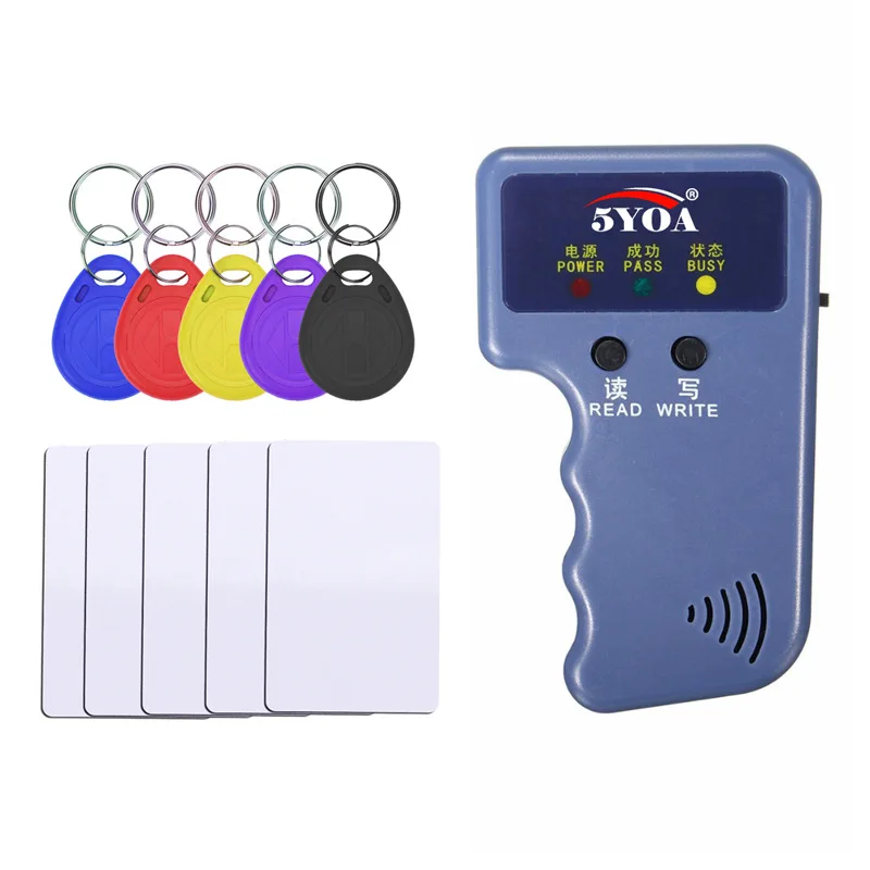 RFID card reader 125KHz supports EM/TK 4100 Copier writing T5577 rewritable ID keychain EM4305 tag card