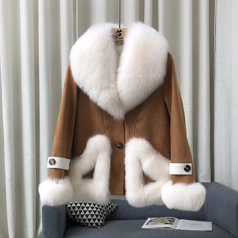 

2023Real fur, Whole Skin Fox Fur Grass Coat Women's Short Haining New Down Coat Youth Trend