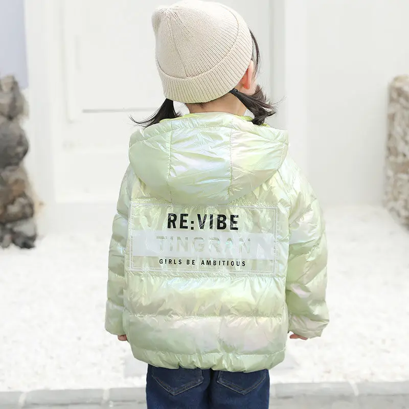 Baby Off-season Promotion Spring and Autumn Cute Down Jacket Girls Wash-free Bright Boy Hooded Printed Casual Winter |