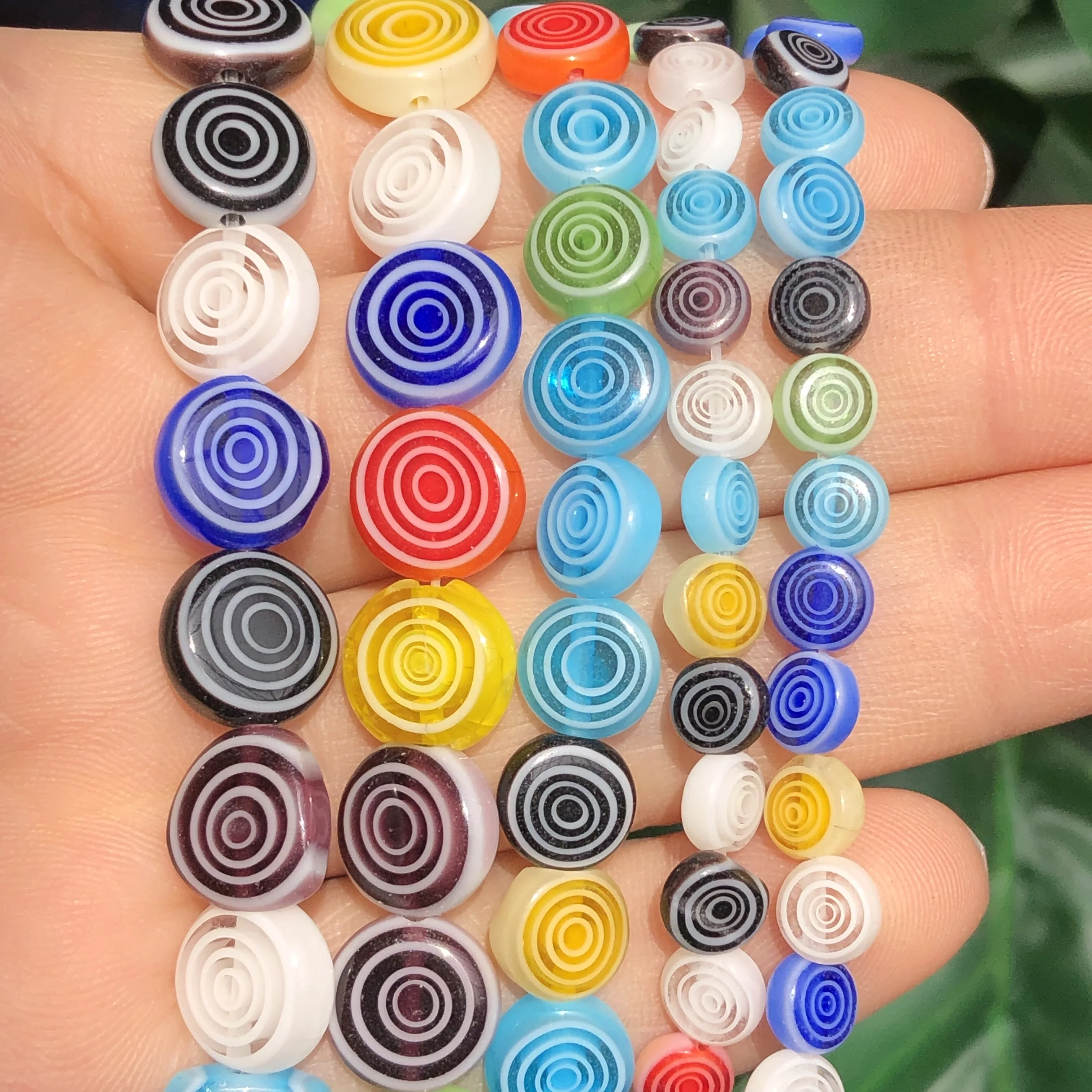 

6 8 10 12mm Lampwork Millefiori Glass Beads Colorful Circles Loose Beads Flat Round Mix Colors Beads For jewelry making Diy