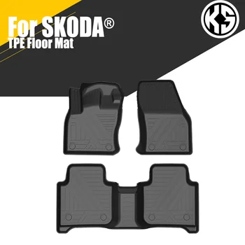Car Floor Mat for SKODA KODIAQ KAMIQ KAROQ SUPERB TPE Rubber Waterproof Non-Slip Fully Surrounded Floor Refit Car Accessories