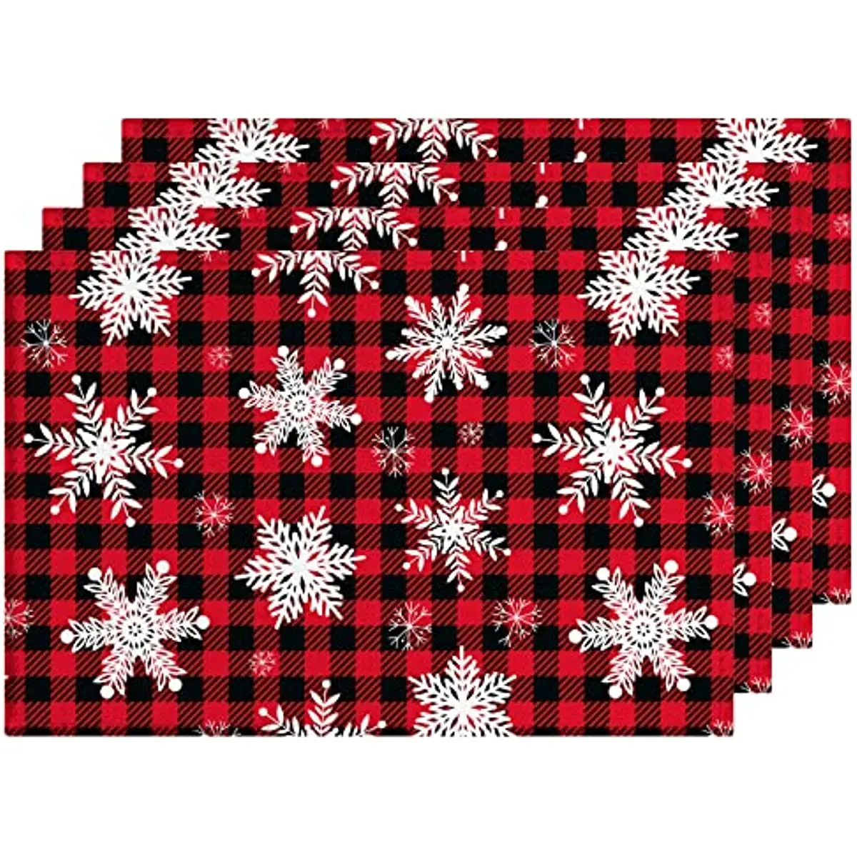 

Christmas Placemats Red Buffalo Plaid Snowflake Place Mats for Dining Table Mats Reversible Heat Resistant Cloth Placemat