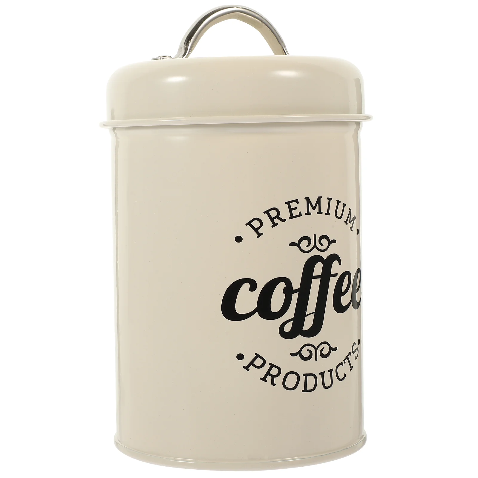 

Canister Coffee Tea Sugar Set White Jar Metal Handle Jars Airtight Reusable Kitchen Farmhouse Iron Grey