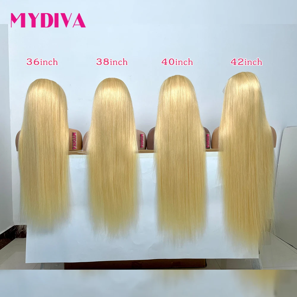 

42”613 Blonde Lace Part Wig Human Hair Pre Plucked Human Hair Wigs Transparent Lace Bone Straight 13X1 T Part Lace Wig For Women