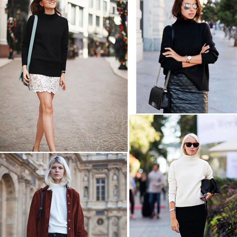 Женская трикотажная рубашка с длинным рукавом и высоким воротником