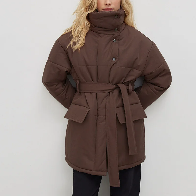 Solid Colour Standing Collar Cotton Clothing Women's Oversized Thickened Bread Coat 2022 New Winter Warm Windproof Jacket