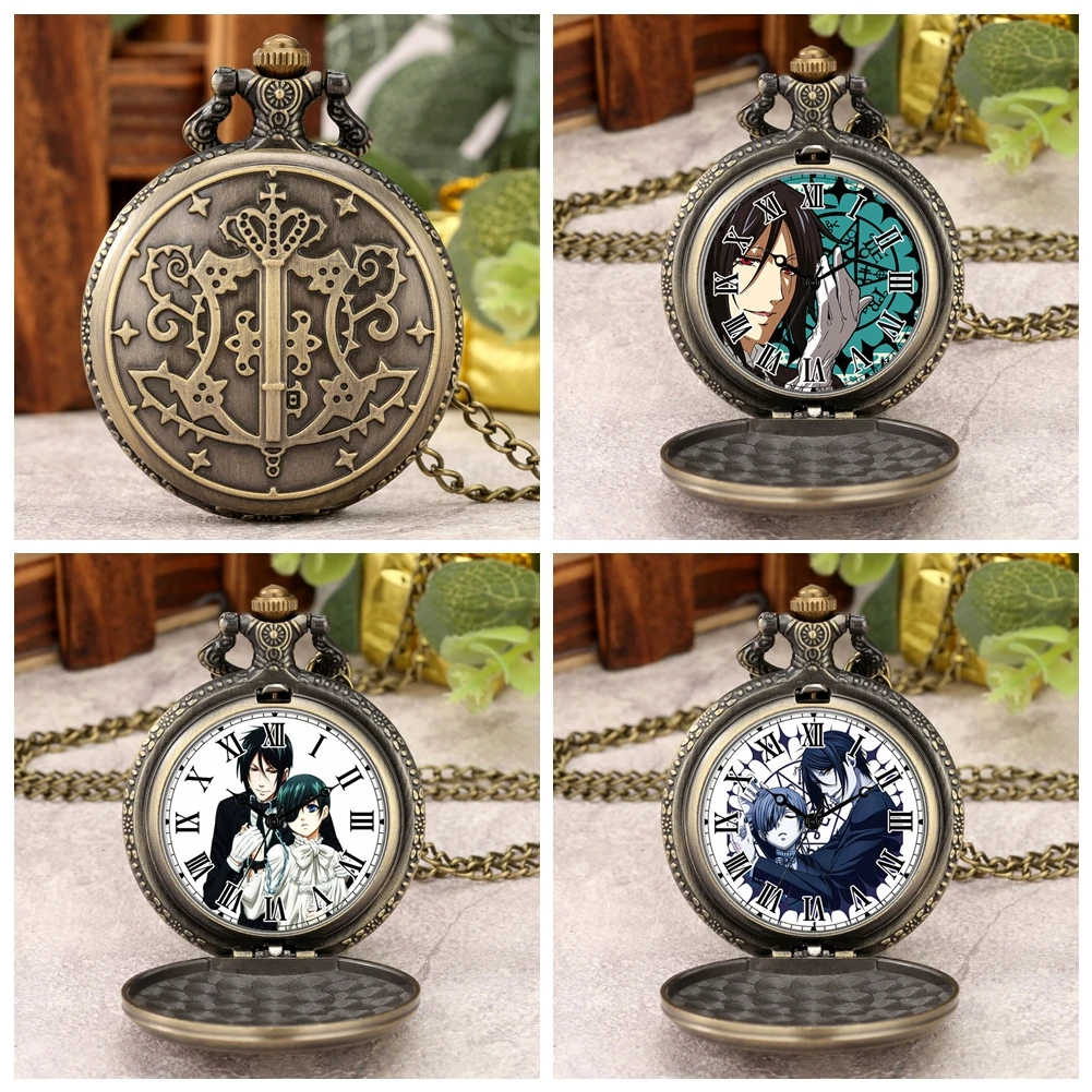 

Antique Pocket Watch Japanese Anime Roman Numerals Dial Present for Friend Men Women Retro Quartz Pendant Clock relógio de bolso