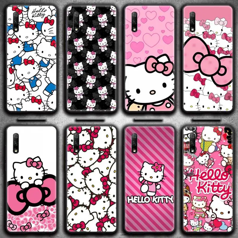 

Cute Cartoon Pink cat Hello Kitty Phone Case for Huawei Honor 30 20 10 9 8 8x 8c v30 Lite view 7A pro