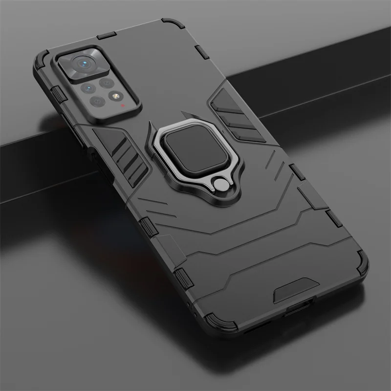 

Shockproof Car Ring Shell Case For Redmi 10 Note 10S Note 11 Pro 9 9T 9A K40 Ring Stand Phone Cover for Xiaomi Mi 11 Lite 11TPro