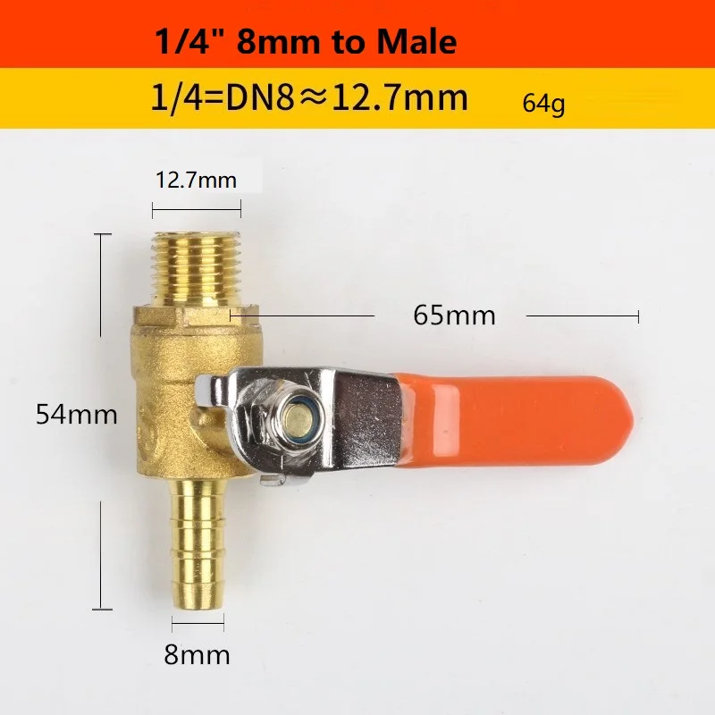 

1/4" Brass Ball Valve Lever Handle BSP Female Male Plumbing Tubing Switch Pneumatic Plumbing Thickened Inner Outer Ball Valve