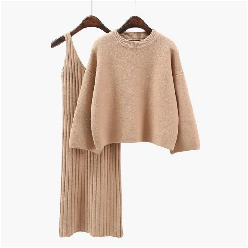 

Sweater Woman Pullover Long Sleeve Ladies Knit Top + High Waist Knitting Sling 2022 Autumn Winter New 6 Color M042
