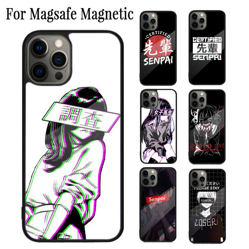Чехол для телефона с принтом грустного аниме эстетика сенпай Магнитный чехол iPhone