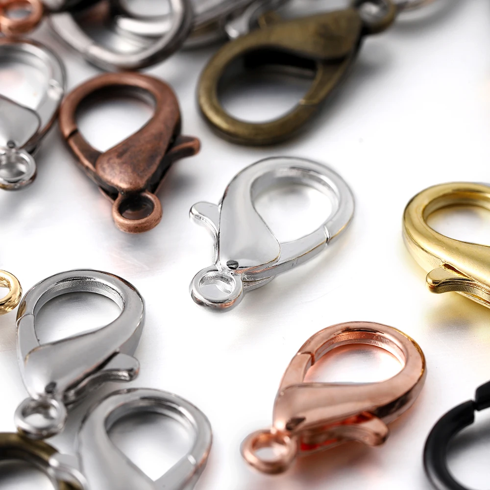 100Pcs/Lot 10/12/14/16/18mm Alloy Lobster Clasps Hooks Chain Connectors for DIY Bracelets Necklaces Jewelry Making Accessories - купить по