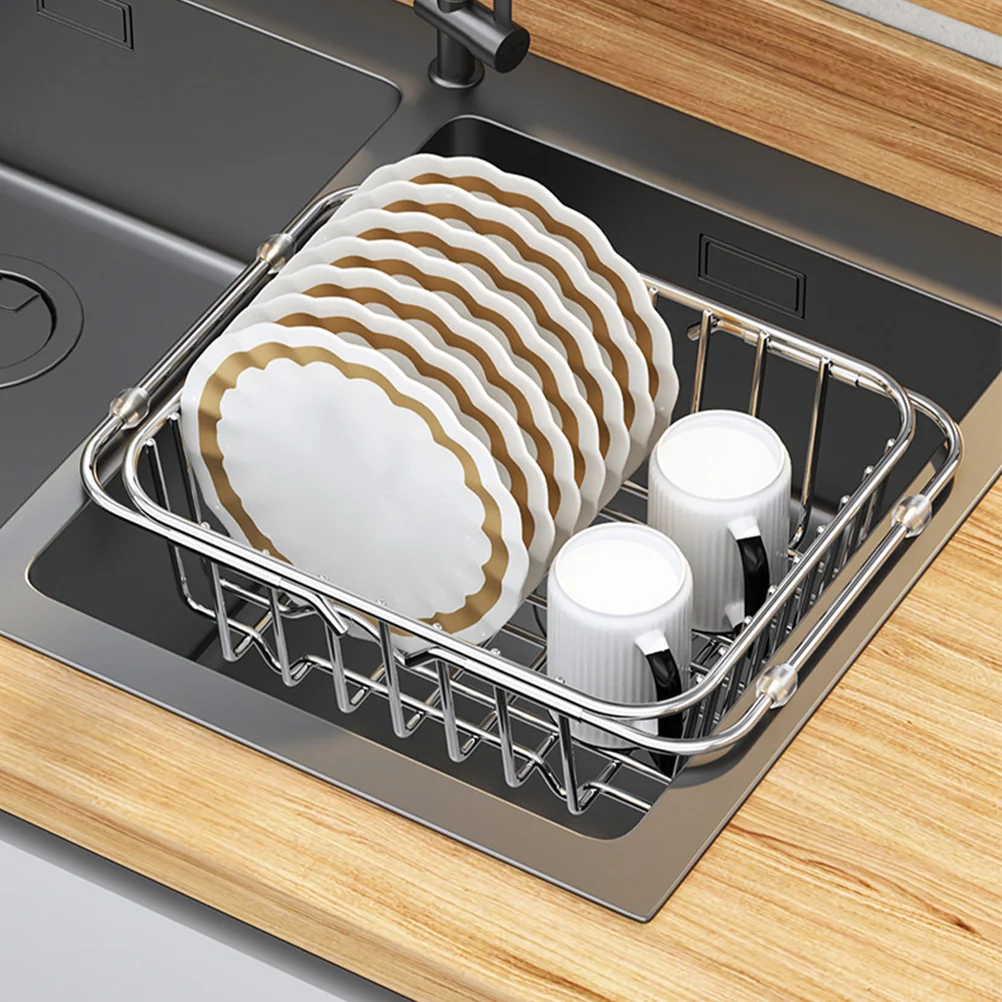 

Dish Drainer Rack Expandable Dish Drying Rack Utensil Drying Holder Stainless Steel Sink Drying Rack