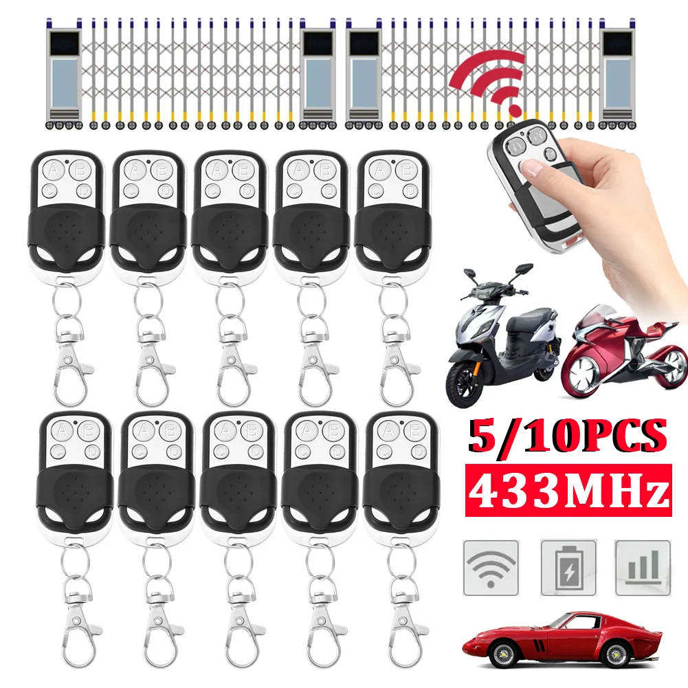 5/10 шт., пульт дистанционного управления для дверей гаража, 433 МГц