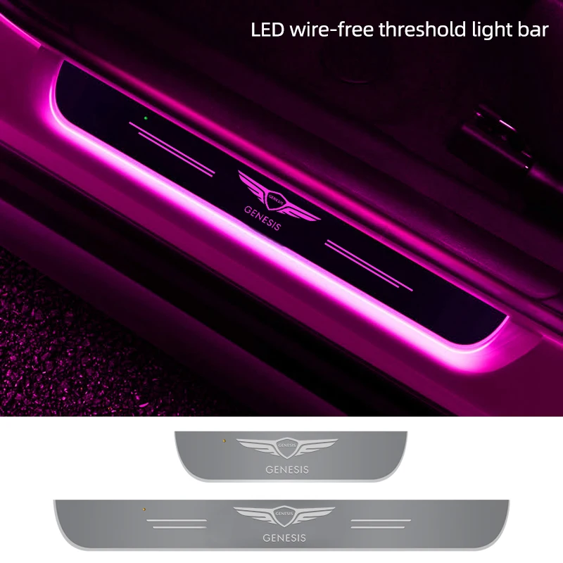 Customized LED Welcome Pedal Car Scuff Plate Pedal no wiring For GENESIS GV80 G80 G70 G90 70 Car interior Decoration Accessories