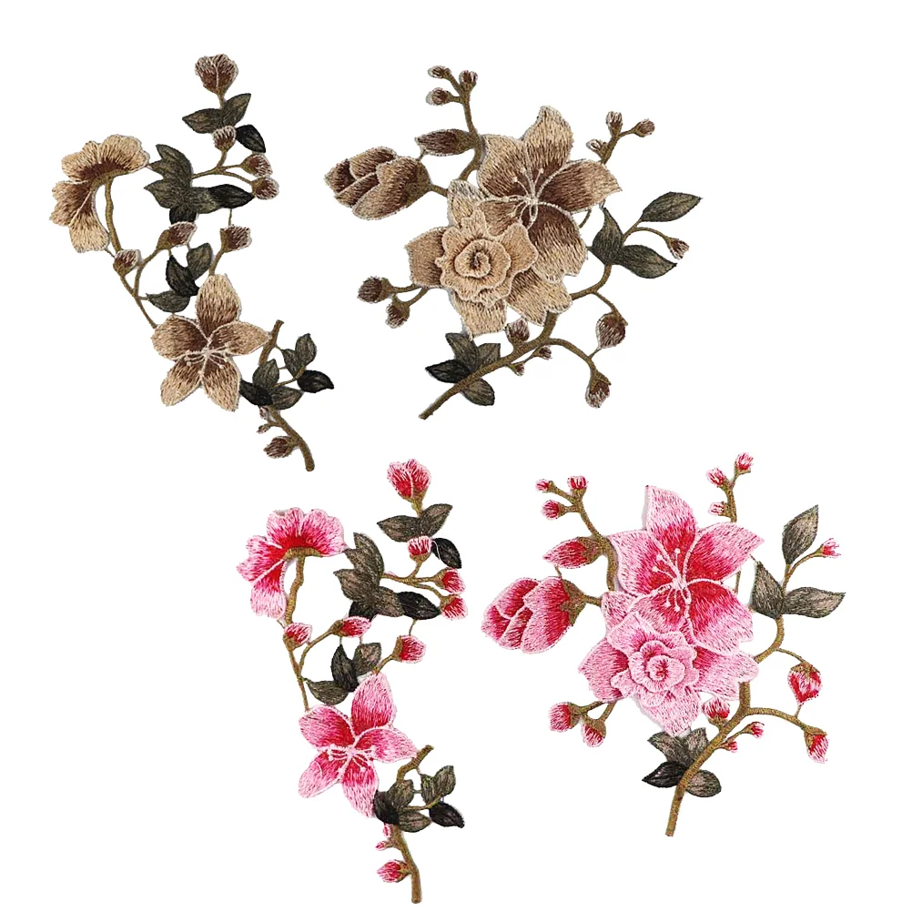 

Patches Patch Flower Decor Jeans Embroidered Rose Floral Sew Leaf Mom Embroidery Applique Appliques Iron Stickers Trouser