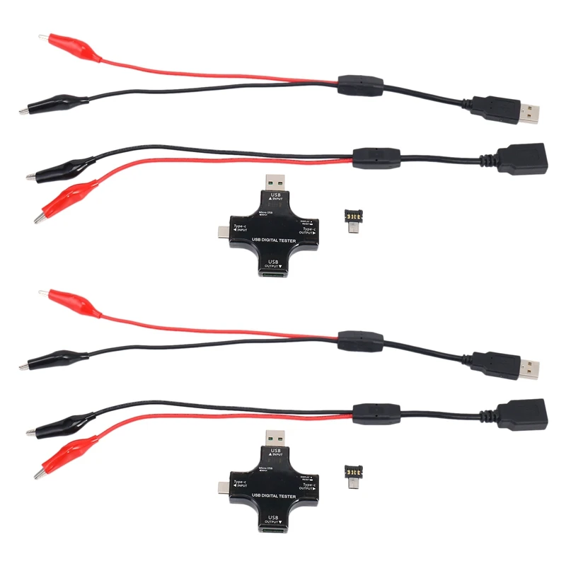 

2X USB C тестер, 2 в 1 USB тестер Type C цветной экран IPS цифровой мультиметр, напряжение, ток, мощность, сопротивление