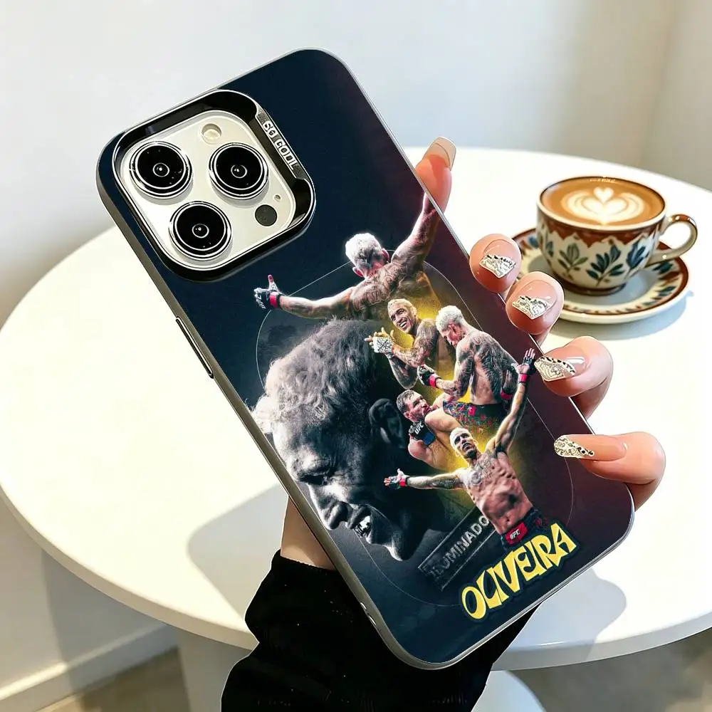 Фото Чехол для телефона U-UFC Charles Oliveira для iPhone 17, 16, 15, 14, 13, 12, 11 Plus, Pro Max, XS, цветной серебристый чехол №3