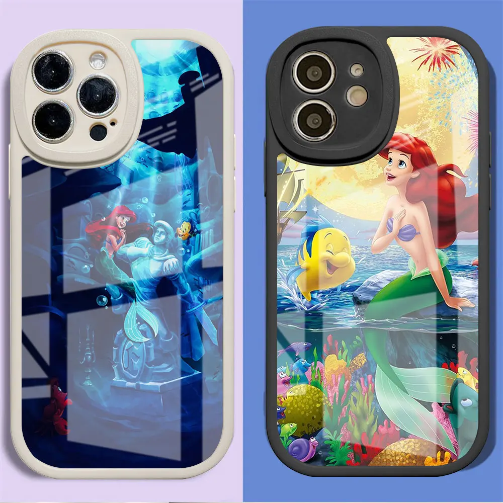 

Cartoon The Little Mermaid Case For Apple iPhone 11 13 Pro Max 14 Plus 12 Mini Back Phone Cover Soft Edge Cute Silicone Funda