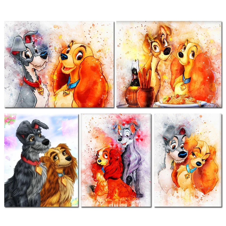 

Cartoon Miss Stray the Tramp Dog Diamond Art Paintings Disney Diamond Painting Nursery Room Wall Art Picture for Home Decoration