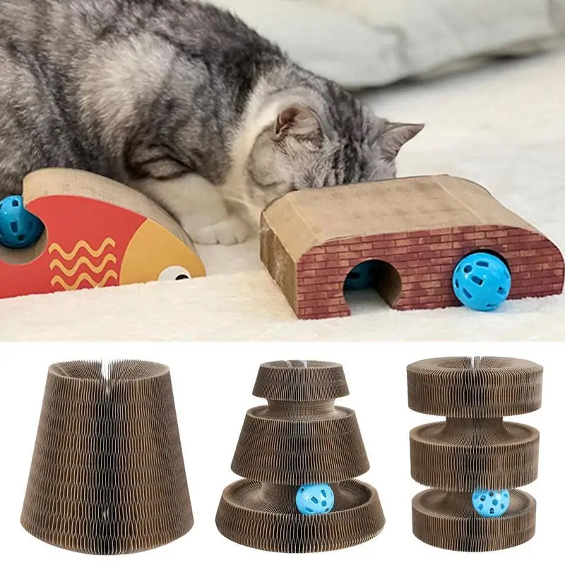 

Cat Scratcher Toy Organ Cat Scratching Mesh Board Thickened Corrugated Paper Cat Toys With Bell Ball Interactive Catnip For