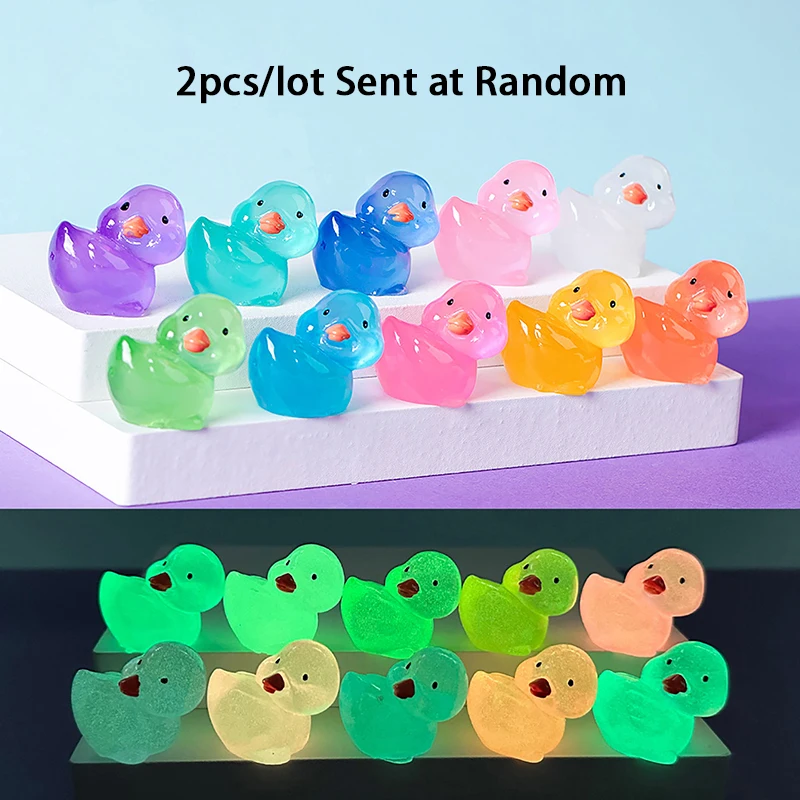 

2 шт., милая светящаяся микро-утка из смолы, Ландшафтная фигурка, украшение «сделай сам», садовый микро-автомобиль, аксессуары для домашнего декора