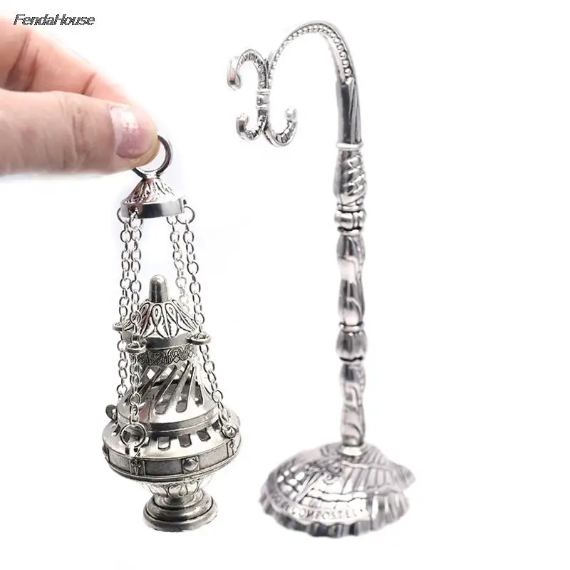 

1PC Antique Carved Incense Burner Cross Decoration Church Chapel Ornaments Prayer Religious Home Worship Supplies red or white