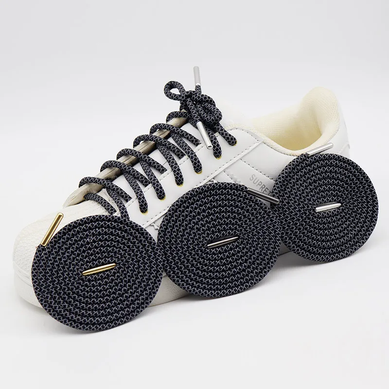 Weiou Lace Shoe Accessory 3.5MM 3M-Reflect Round Shoecord Metal Aglets Gold Silver Gunblack String Safety Tape 30Pairs Wholesale