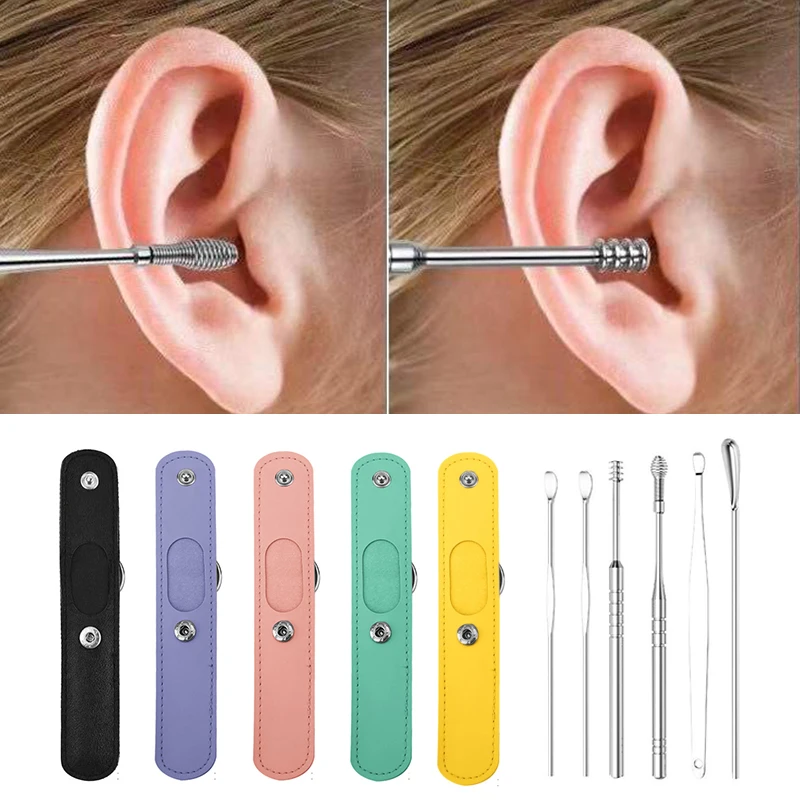 

6Pcs/set Ear Wax Pickers Stainless Steel Earpick Wax Remover Piercing Kit Curette Ear Pick Ear Clean Tool Ear Care Tool Hot 2023