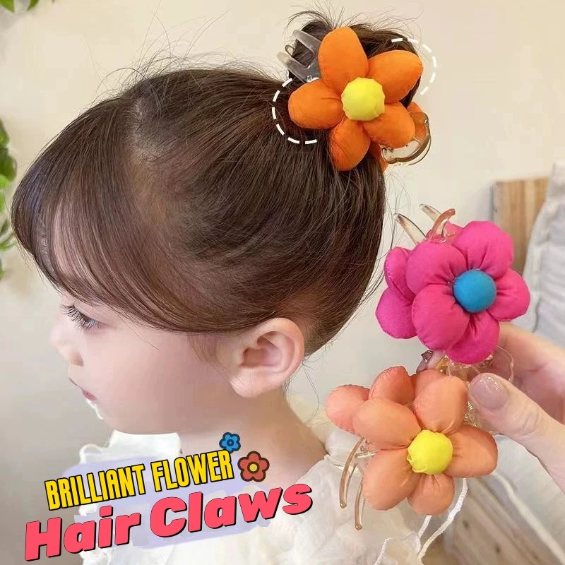 

Girl's Smooth Cloth Brilliant Flower Hair Clip Claw Ornaments Non-Injury Hair Crab Headwear Girl Cute Hairstyle Hair Accessories