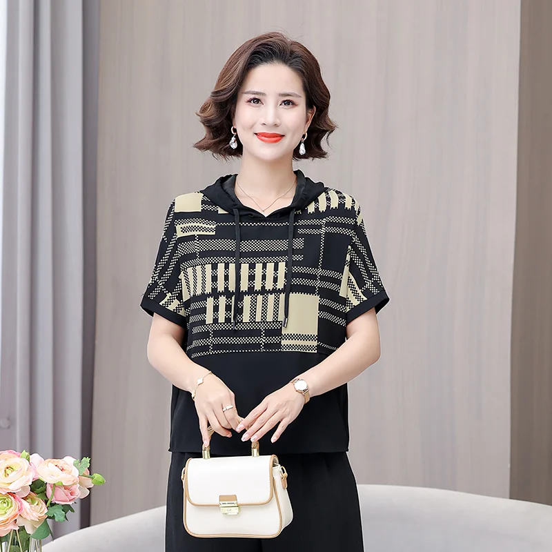 Летняя одежда для мам новый комплект одежды с коротким рукавом в западном стиле