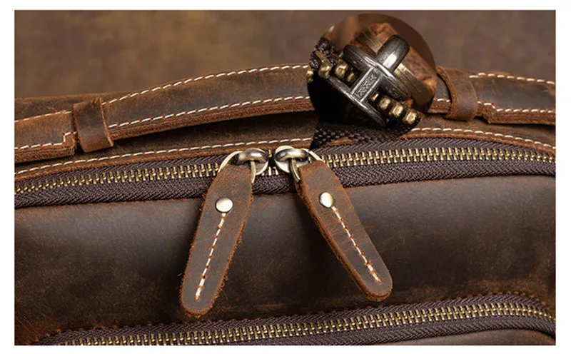 Vintage crazy horse cowhide men's messenger bag handmade outdoor casual luxury natural genuine leather youth travel shoulder bag