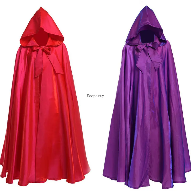 

25 Halloween Party Cosplay Woman Men Adult Long Hero Witchcraft Witchcraft Robe Hood Cloak Cosplay Satin Red Medieval Cloak Larp