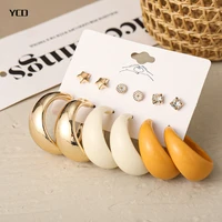 ycd geometric circle hoop earrings set for women bohemian fashion acrylic earrings 2022 trend jewelry gift