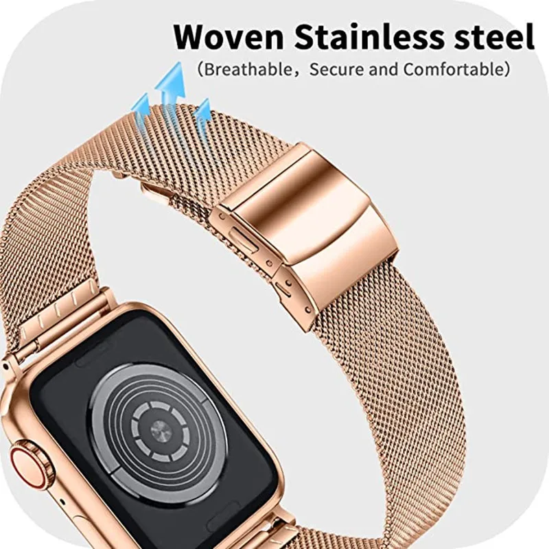 2 Pack Milanese Mesh Loop Band For Apple Watch 38/40/41/42/44/45mm,Woven Stainless Steel Strap for iWatch Series 7/6/5/4/3/2 SE