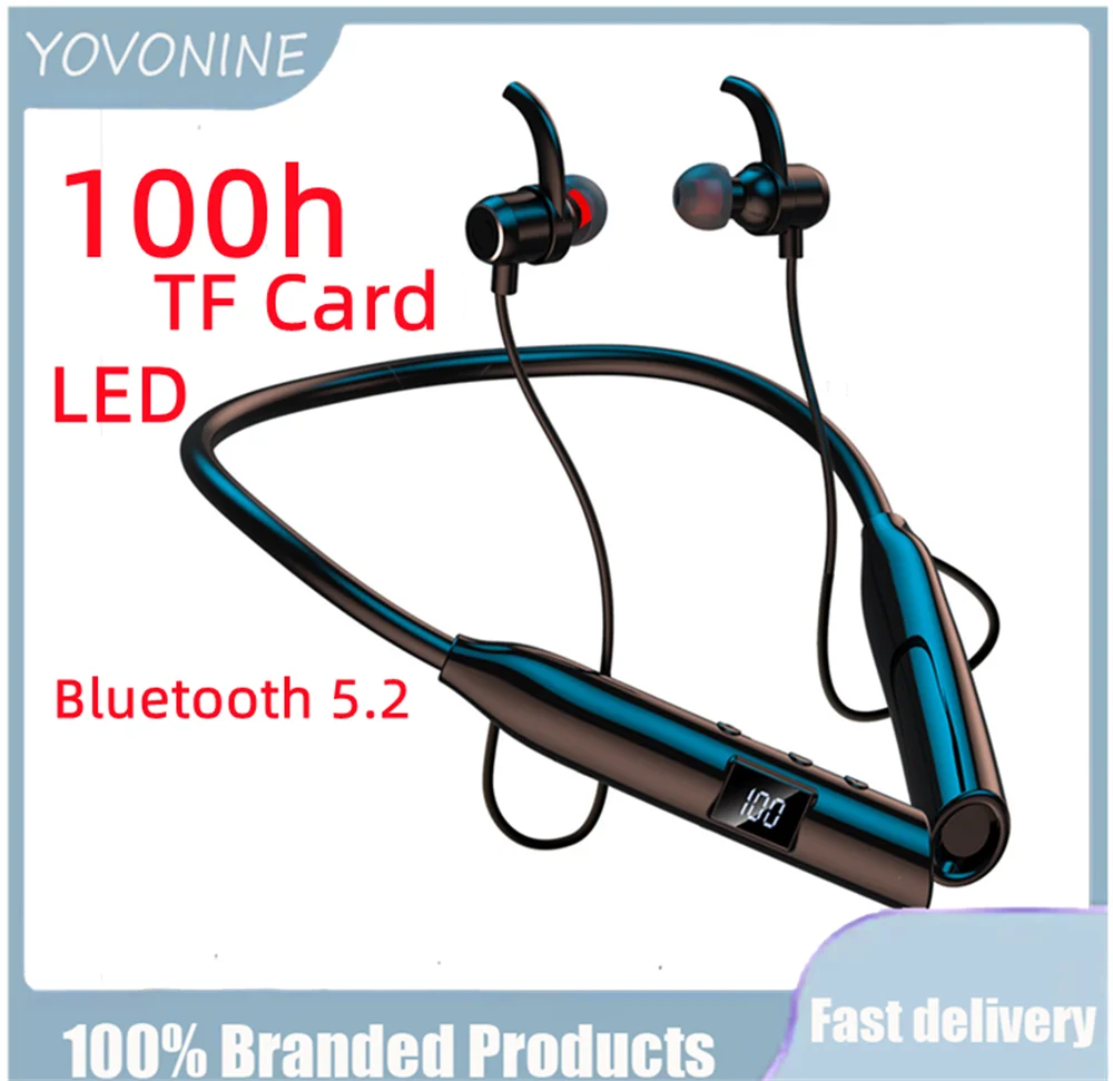 

Bluetooth-наушники yovonin, 100 часов работы, с микрофоном и фонариком
