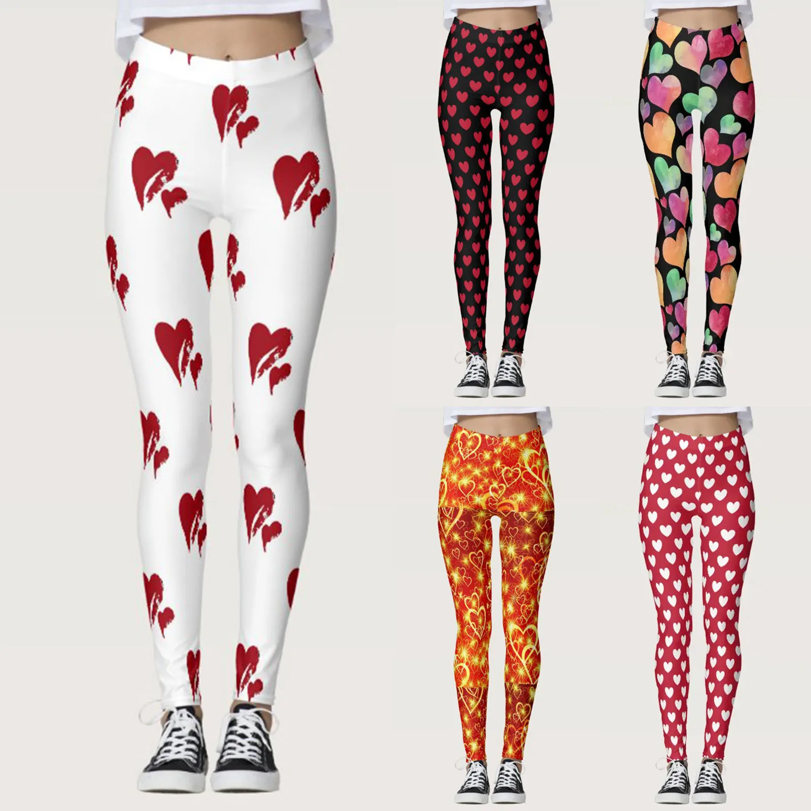 

Женские штаны с принтом на День святого Валентина, Индивидуальные Леггинсы для бега, Пилатеса, длинные леггинсы, Блестящие Брюки